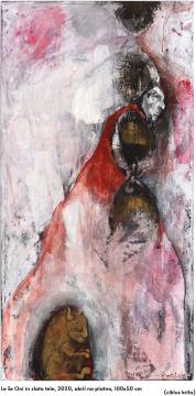 Urška Jurić, Le še oni in zlato tele, 2020, akril na platno, 100 x 50 cm